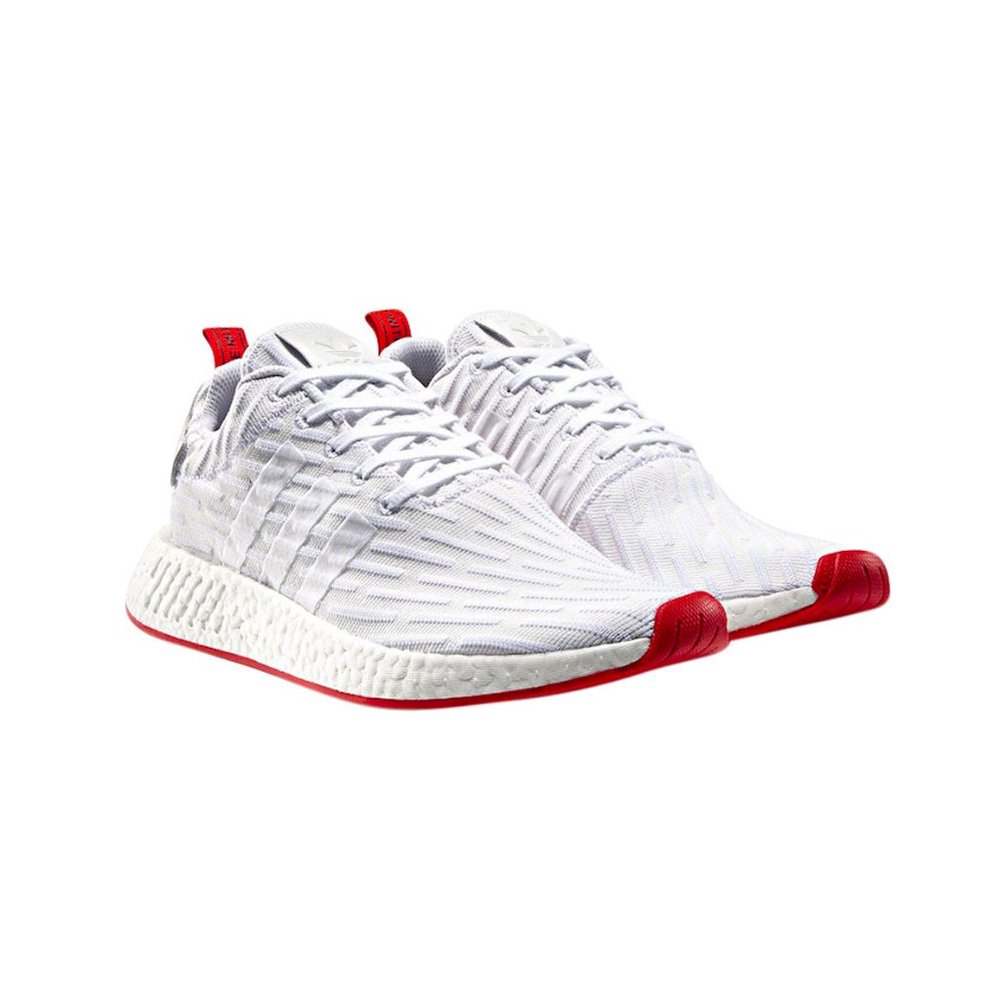 Adidas NMD R2 White Red Size 10.5 Reflective Laces